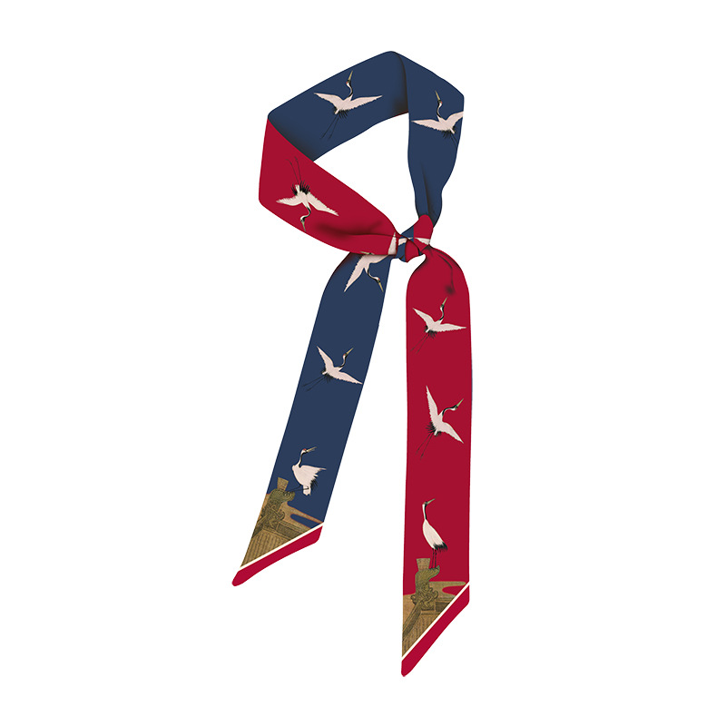 Grúa de estilo nacional delgada estrecha pequeña bufanda de seda banda de pelo multifuncional bolsa de corbata de pelo cuerda de pelo estilo antiguo hanfu cinta decorativa