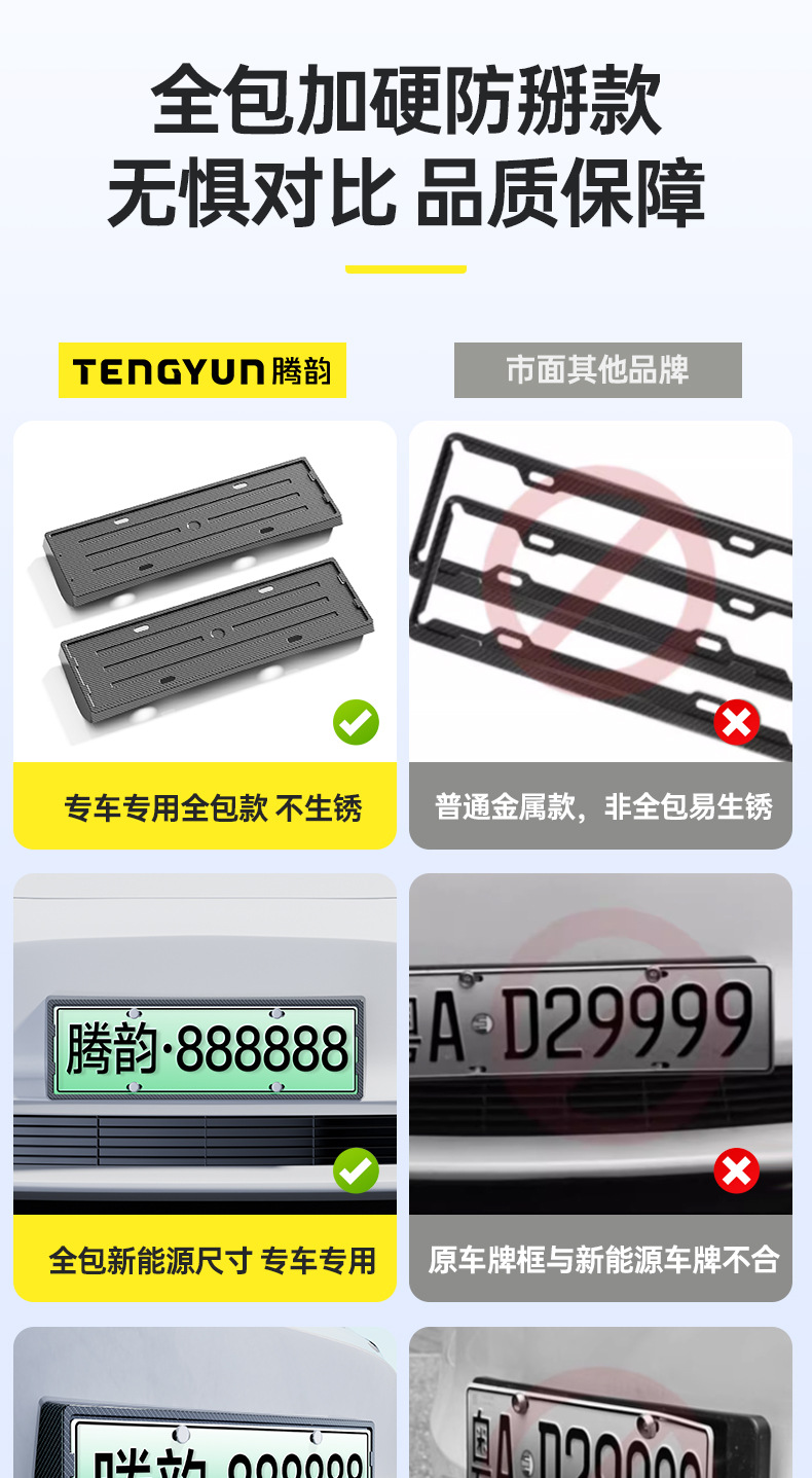 Suitable for ZEEKR 26 model Zeekr 001 new energy vehicle, full-edge license plate frame with carbon fiber pattern, license plate protection frame modification