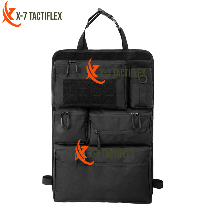 Diseño de almacenamiento de múltiples compartimentos de bolsas de almacenamiento en el asiento trasero de vehículos tácticos pesados cremallera de nylon cerrada para SUV