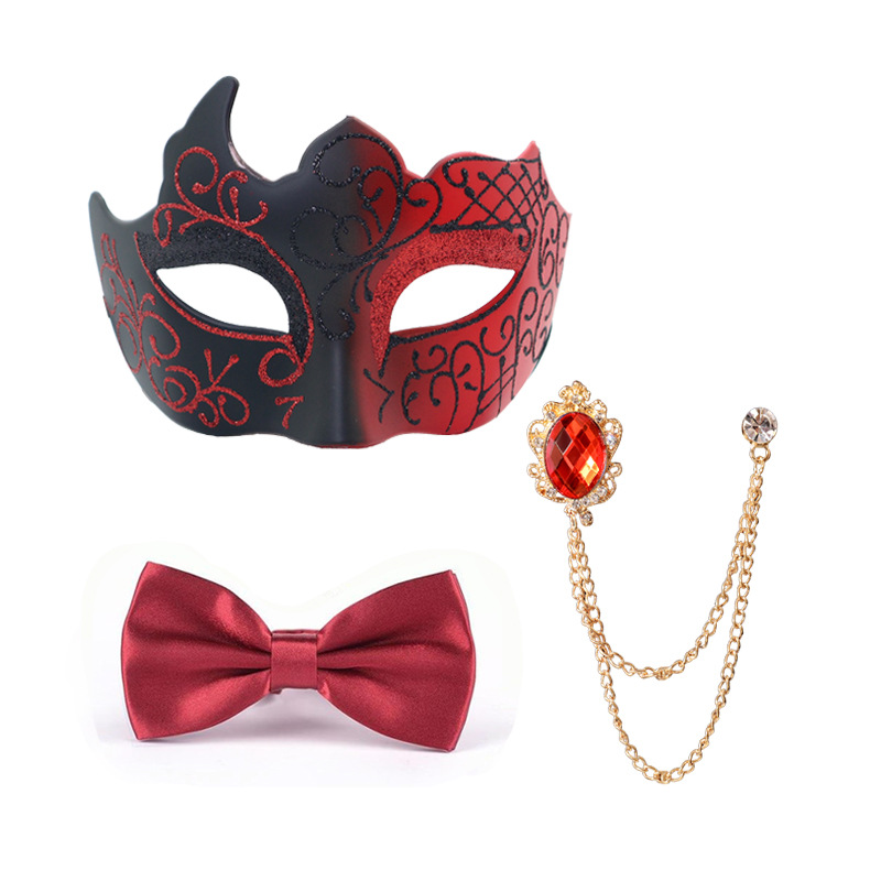 Halloween nuevo hombre alto sentido conjunto máscara fiesta espectáculo de baile para asistir a la fiesta accesorios conjunto de corbata