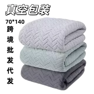 跨境贴标Temu珊瑚绒毛巾浴巾套装 麦穗款批发代发毛巾towel大浴巾