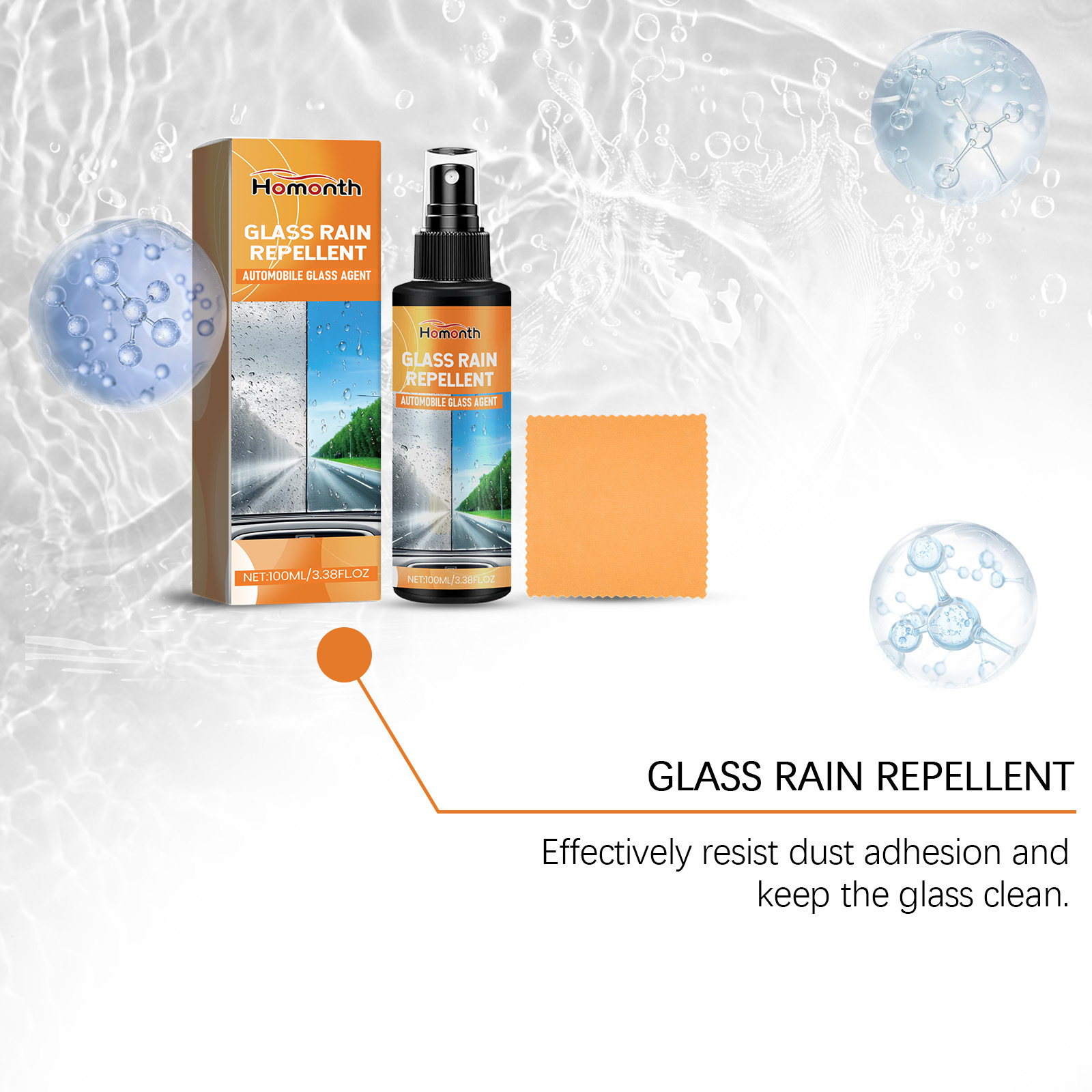 Homonth Car Glass Rainproof Agent Car Windshield Rainproof Waterproof Car Glass Anti-Fog Spray