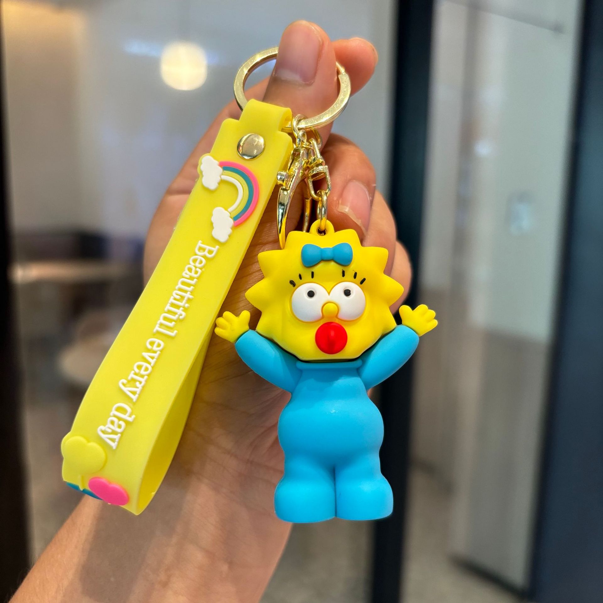 Simpsons caricatura de silicona muñecas lindas colgantes agarrador muñeca bolsos colgantes llaveros regalos