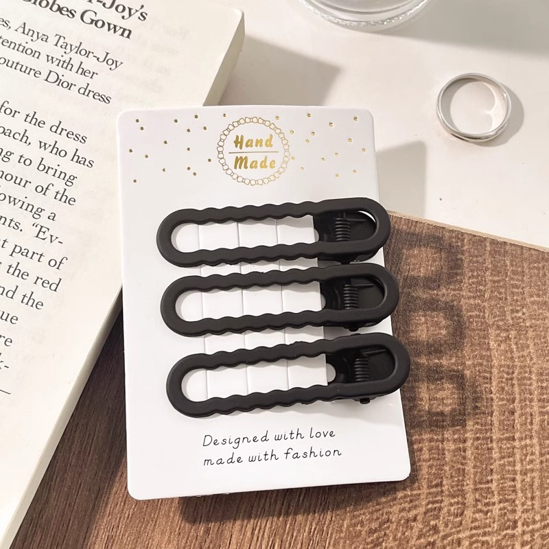 2025 nuevo estilo horquilla negra para mujer, cabello roto en la frente, clip de pico de pato lateral, clip para accesorios para el cabello para adultos, clip simple de una palabra