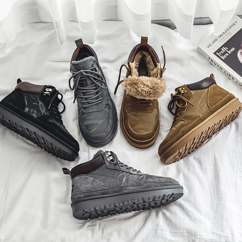 3120 가을과 겨울 툴링 기모 모피 통합 스노우 부츠 증가 부드러운 바닥 남성 면화 신발 모든 일치 캐주얼 신발