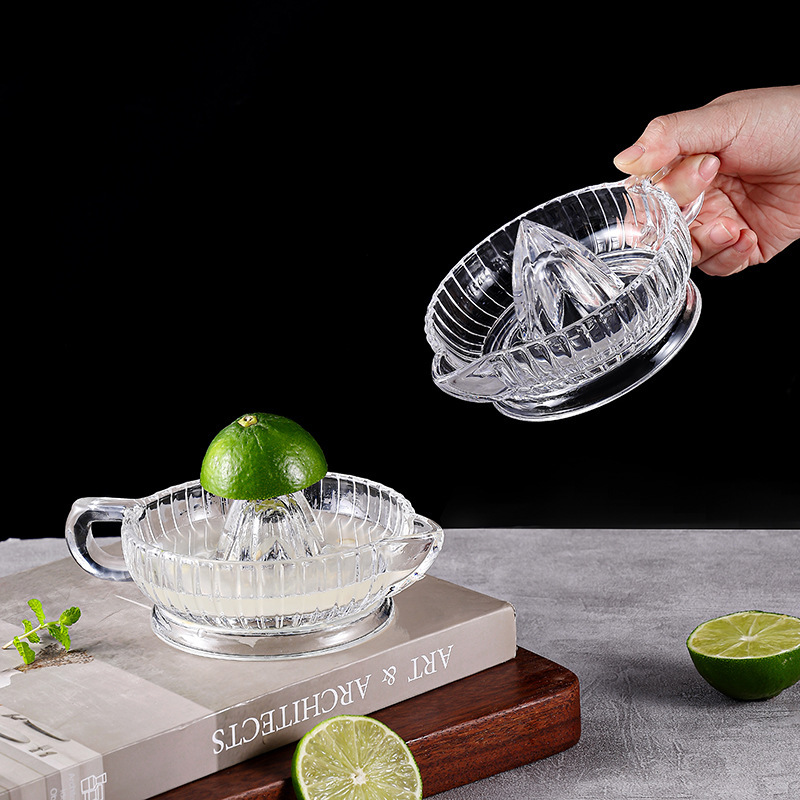 Juegos de limón de vidrio de lujo ligeros jugo de fruta casero jugo de naranja pomelo exprimidor manual