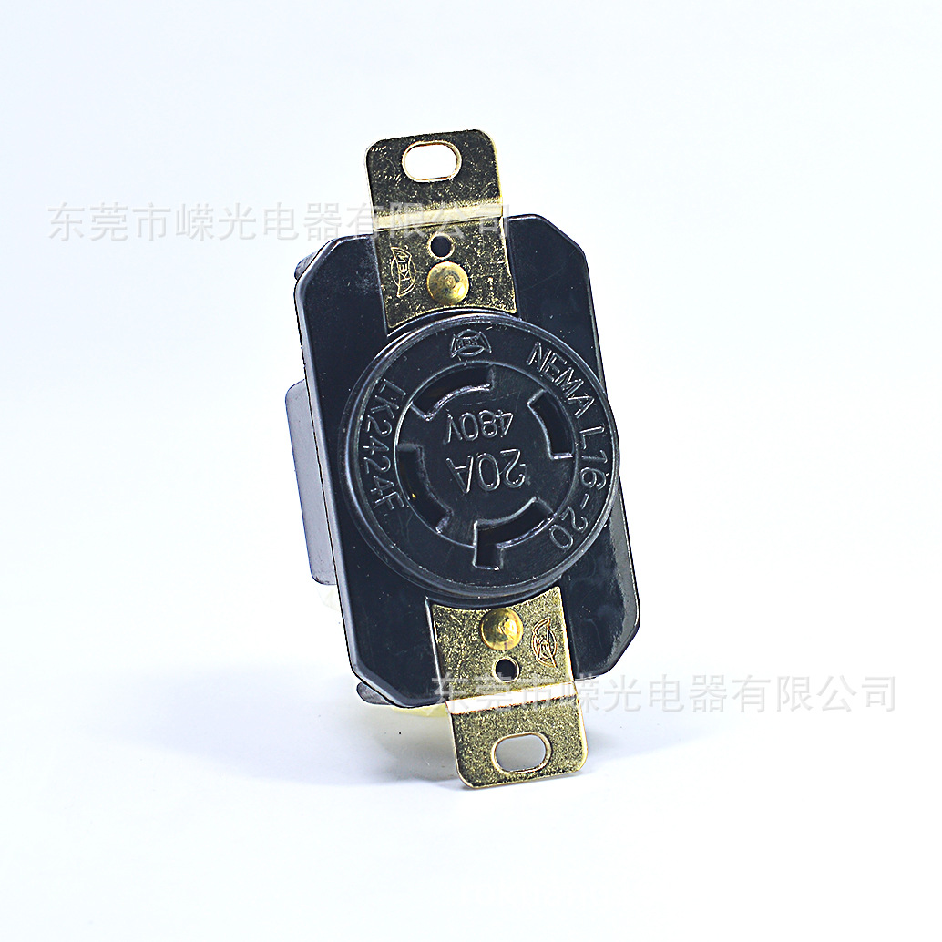 台湾产LK-2424F L16-20RNEMA 20A480V美国组装暗装接线插座防脱落