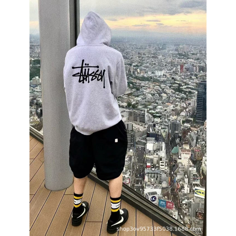 Stu Cross-Border Trendy Brand Printed Hooded Sweatshirt for Men and Women, Autumn and Winter Pure Cotton Versatile American Style Plus Size Men's 
 Coat