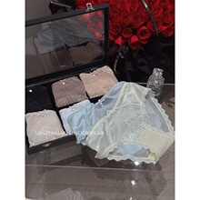 2026轻奢法式缎面蕾丝三角裤女中腰高级感包臀内裤棉档性感纯欲