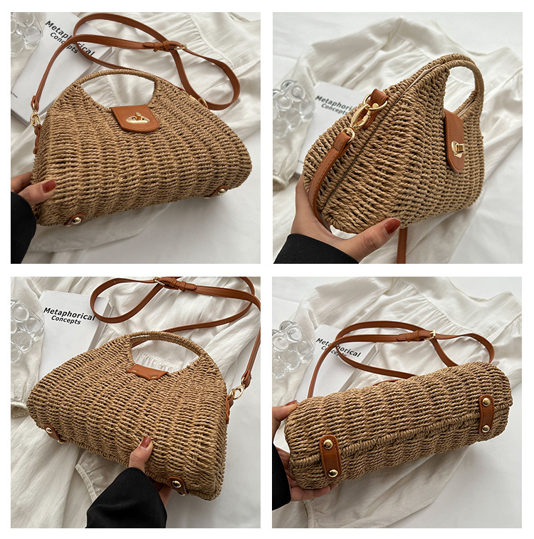 Women's Medium Summer Straw Fashion Handbag display picture 1