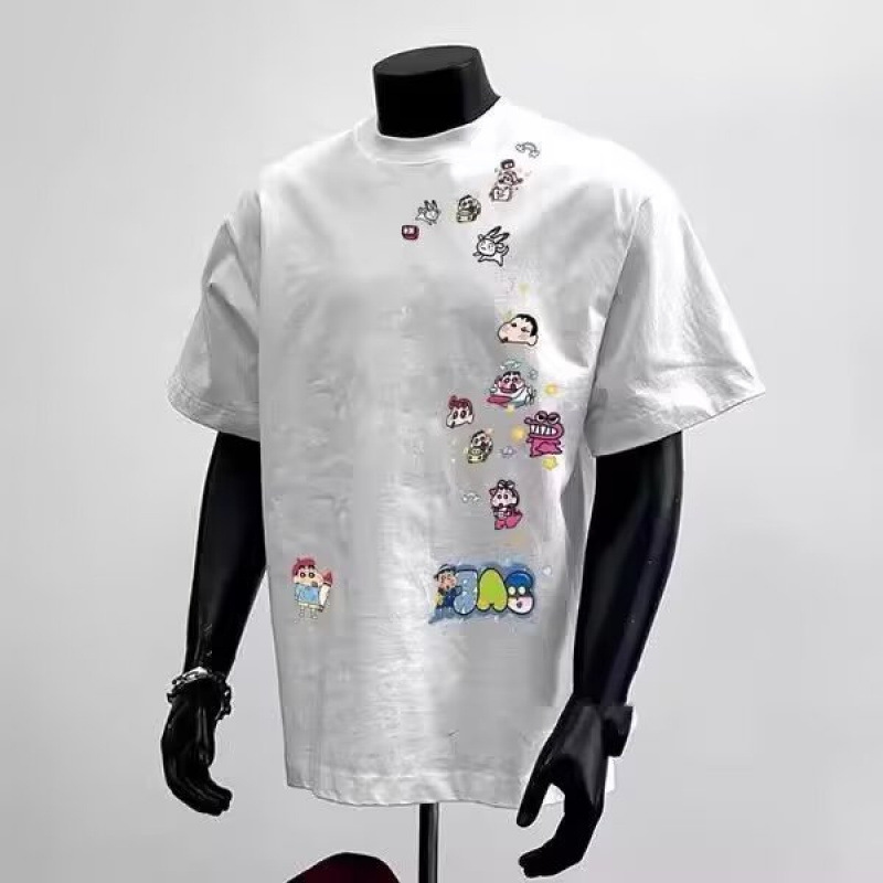Simple and trendy American-style short-sleeved T-shirt for men, summer 2025 new style, loose fit, pure cotton, versatile couple outfit top.