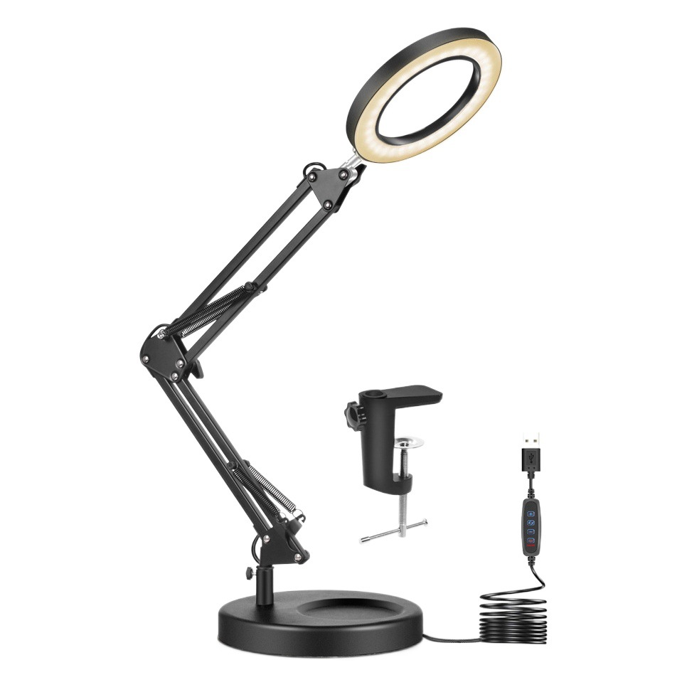 Brazo largo plegable de escritorio lupa lámpara de mesa Reparación de soldadura joyería identificación belleza manicura ancianos Lámpara de lectura