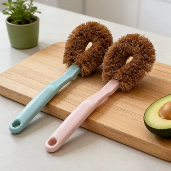 Multi-Purpose Coconut Palm Pot Cleaning Brush, Efficient Stain Removal Brush for Pots and Pans, Long-Handled Multifunctional Kitchen Brush