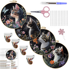 オリジナル-素子刺繍クロスボーダー新品かわいい猫diy刺繍手作り布芸材料バッグセット創意針線英