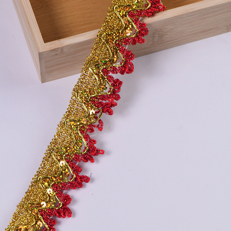 Venta directa de fábrica spot oro y plata lentejuelas encaje ropa accesorios de encaje encaje tres flores encaje