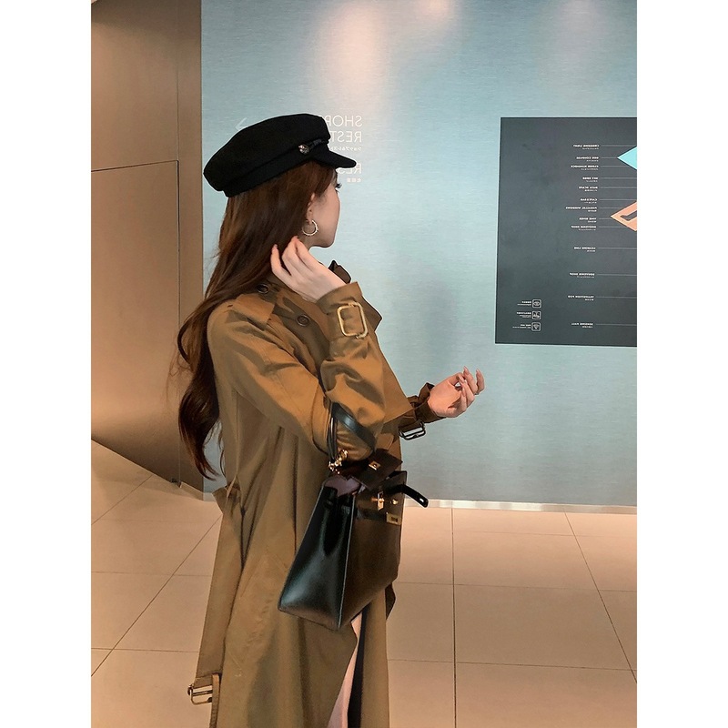高级感裙摆风衣外套女2025秋法式名媛不规则设计感中长款收腰大衣|undefined