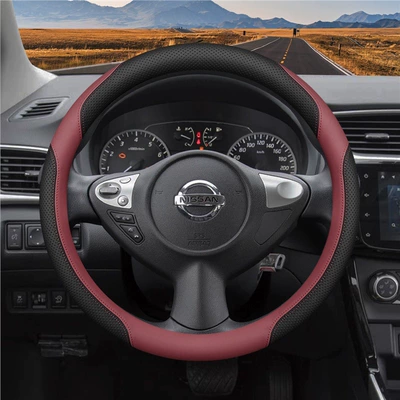 Steering wheel cover Qashqai, X-Trail, Sunny, and All-Season Universal - round-special-wine-red-all-season-style-standard