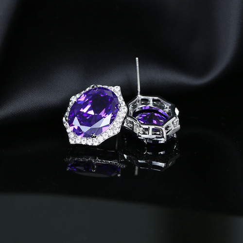  Lightweight Luxury Jewelry Heavy Craft Diamond Stud Earrings for Women, Micro-set Colorful Zirconia, S925 Silver Pin, Multiple Color Options, Luxurious and Versatile