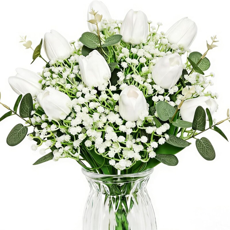 Artificial Baby's Breath, Tulips, Poppies, and Eucalyptus Mixed Set, Cross-Border Shipping, Sheintemu Hot Item