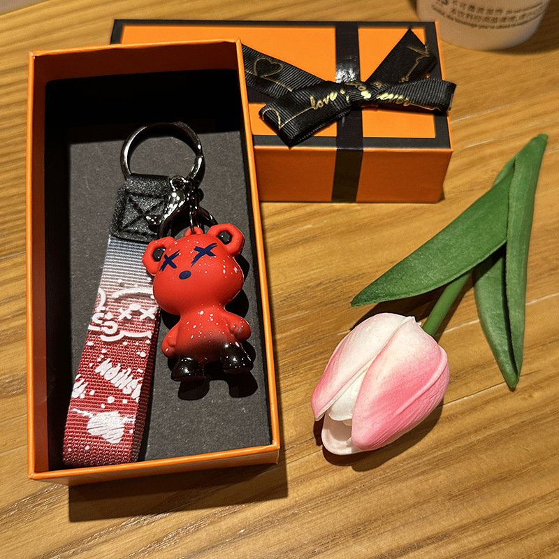 Creativo colorido graduado estrella oso llavero de goma suave moda moda bolsos llavero de automóvil personalidad colgante pequeño