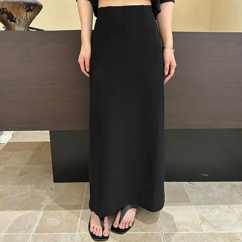 韩系女装设计感黑色假两件斜肩上衣半身长裙宽松显瘦春秋气质套装|undefined