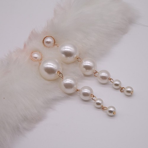 European and American fashion long size artificial pearl earrings exaggerated design personalized high-end vintage pearl earrings