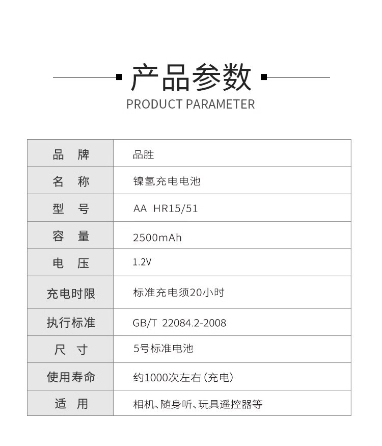 Pinsheng rechargeable battery No.5 No.7 Ni-MH battery AA card electric digital camera toy ktv microphone special wholesale