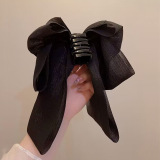 Черная большая заколка для волос с бантиком, заколка-крабик, шпильки для волос, аксессуар для волос, французский стиль