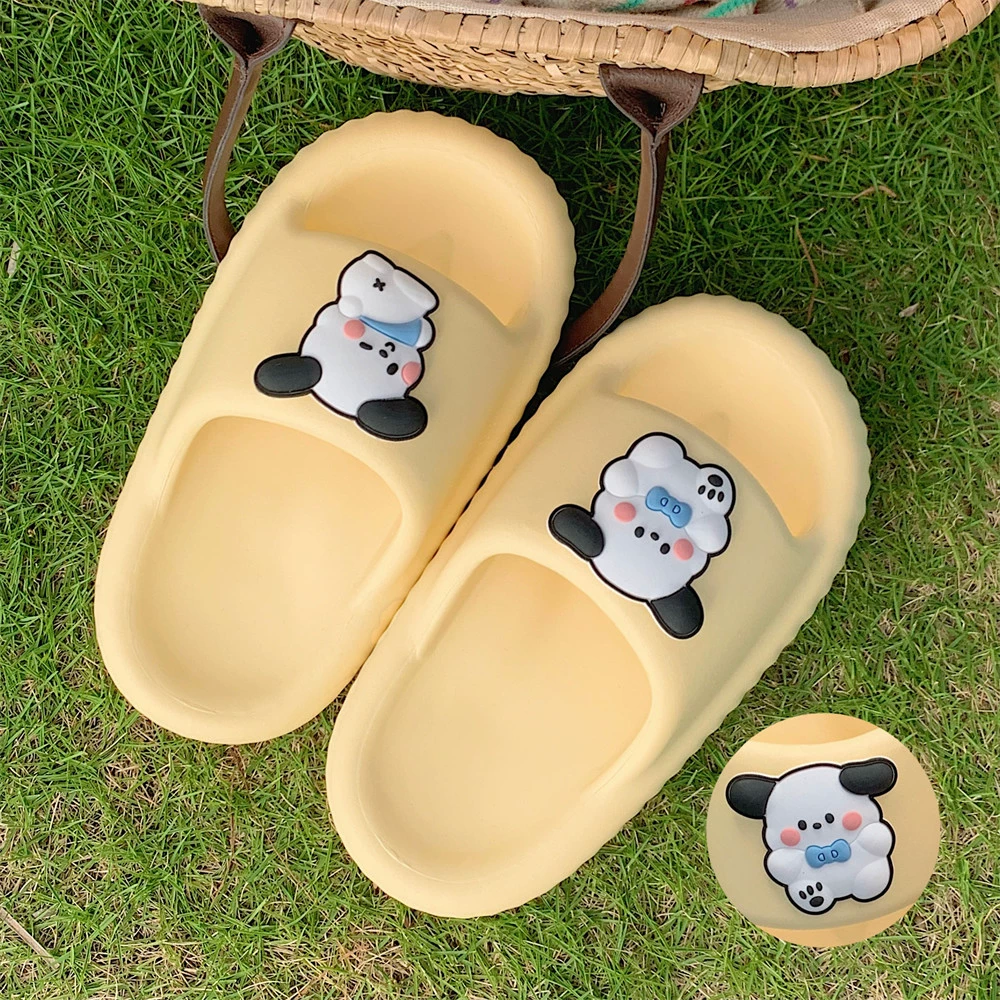 Удобные домашние тапочки из этиленвинилацетата с мягким дном, женские летние мягкие милые сандалии для девочек с сердечками и милыми щенками