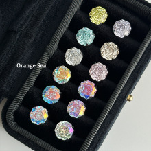 6mm8mm爆闪千禧玫瑰切锆石镀膜耳骨耳蜗钉钛钢免摘不掉色耳钉耳饰