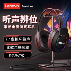 レノボ E03 コンピュータヘッドセット USB ヘッドマウント発光デスクトップノートブック e スポーツゲームホーム 7.1 ヘッドセット
