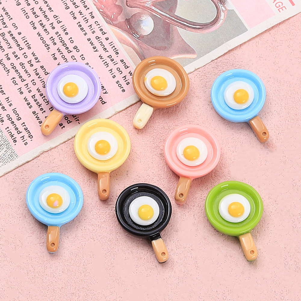 Fried egg pan creative diy cream glue homemade mobile phone shell hair clip refrigerator creative headdress resin accessories material