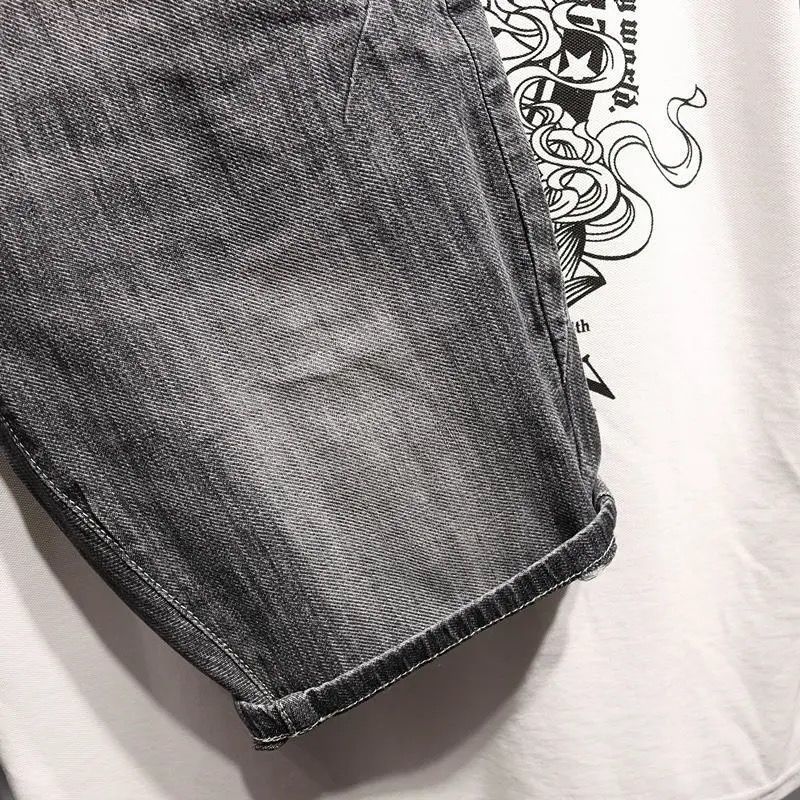 Short d'été fin pour hommes, marque de mode 2024, nouvelle poche diagonale, version coréenne, slim fit, pantalon élastique cinq quarts, tendance_voghion.com