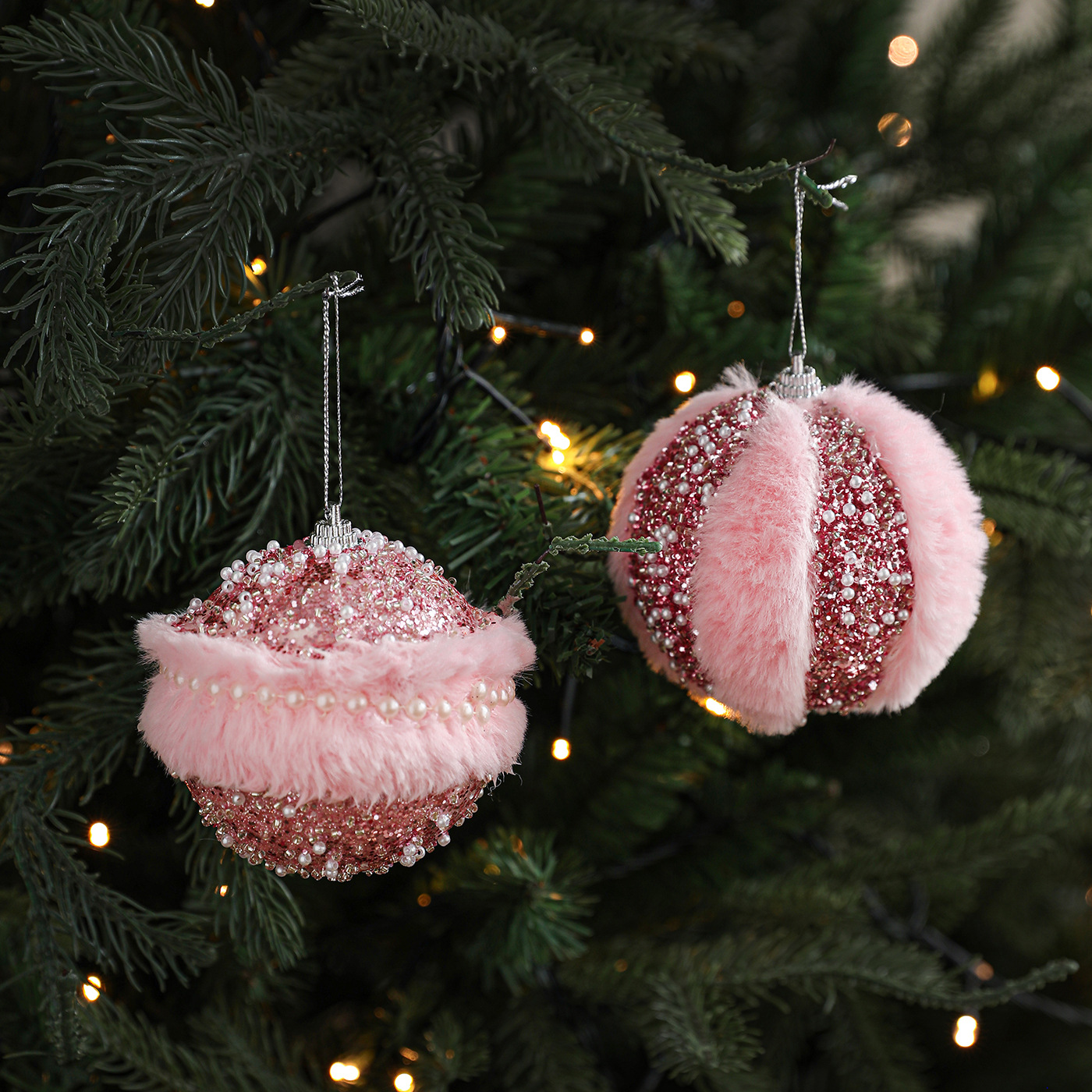 Nueva bola de espuma de peluche rosa pétalos de Navidad bola de Navidad árbol de Navidad colgante colgante ambiente diseño accesorios DIY