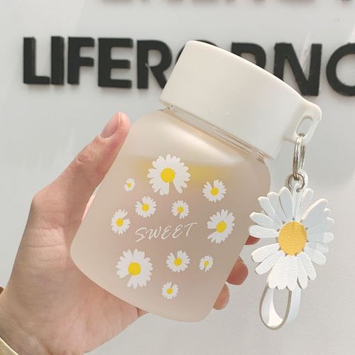 Cute Daisy Glass Cup, Mini Portable Fat Cup, High-Quality Activity Gift, Printed Cup