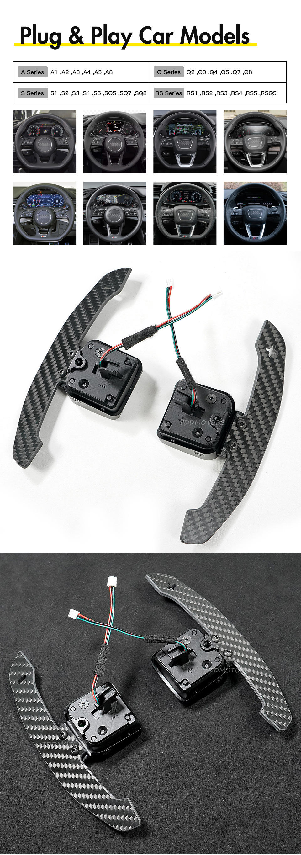 100% Carbon Fiber Magnetic Paddle Shifters for Volkswagen Golf MK7