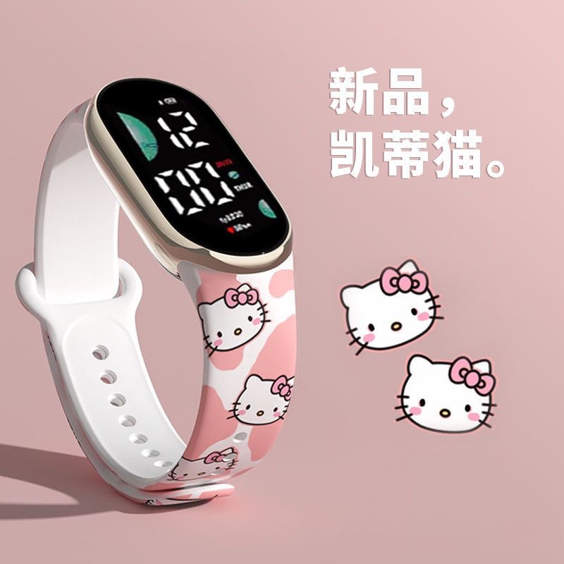 Children's Amusement Park Hello Kitty Cute Silicone High School Student Electronic Watch Women's Ins Luminous Sports Handring Watch