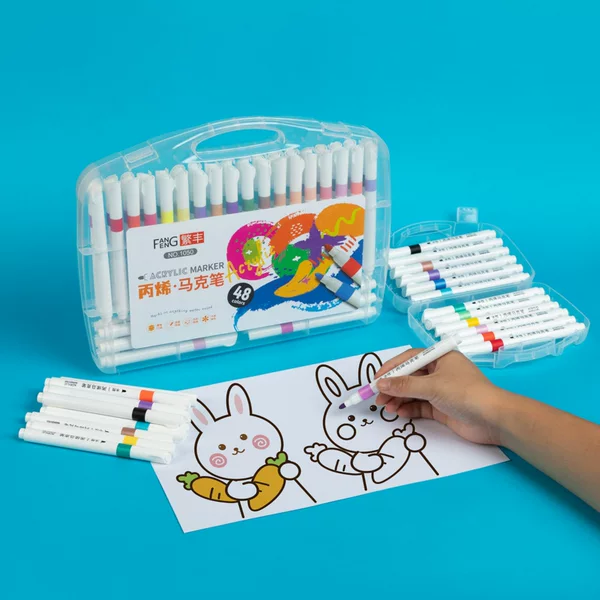 Acrylic marker pen 12 color 24 color cloth ceramic wood children's painting pen graffiti opaque 48 color pen