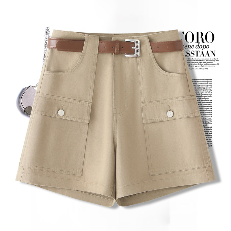 High-Waisted Slimming Versatile Multi-Pocket Cargo Shorts for Women 2026 Summer New Style with Belt Khaki Casual Pants High-Waisted Slimming Versatile Multi-Pocket Cargo Shorts for Women 2026 Summer New Style with Belt Khaki Casual Pants