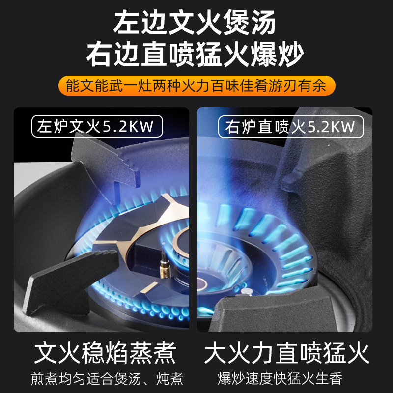 【2025 New Product】New Model of Household Gas Stove with Integrated Pure Stainless Steel Panel for Family Banquets