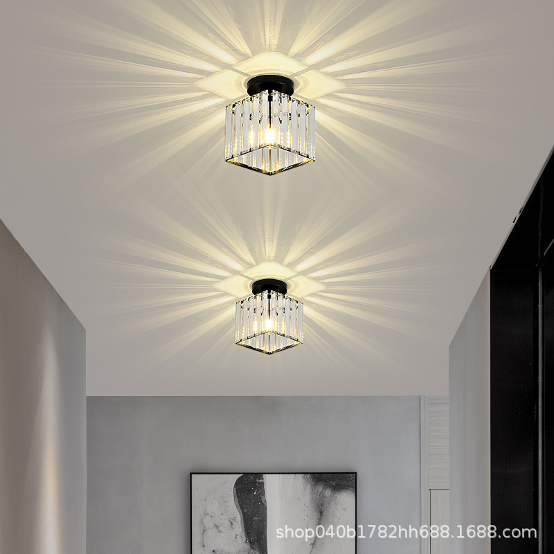Crystal Average Lamp Simple Modern Bedroom Bedside Lamp Corridor Small Chandelier Nordic LED Ceiling Lamp Balcony Lamp