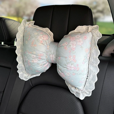 Car Headrest, Neck Pillow, Creative Headrest - blue-flower-headrest