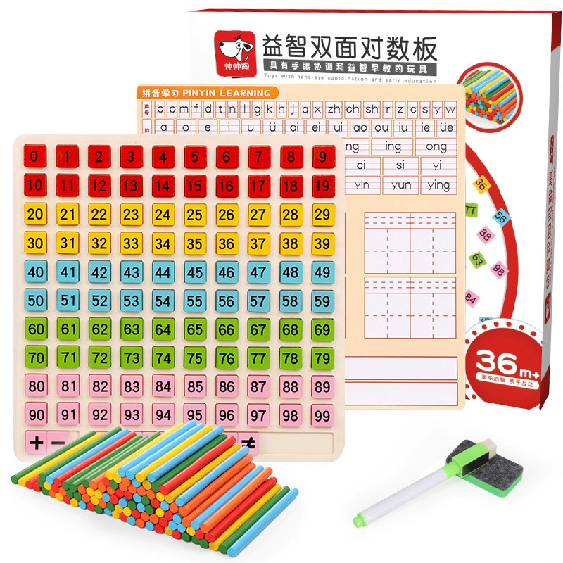 Tablero de multiplicación para niños Nueve-Nueve tablero de multiplicación de madera digital 1-100 tablero continuo de educación temprana para niños matemáticas educativas ayudas didácticas tablero cognitivo