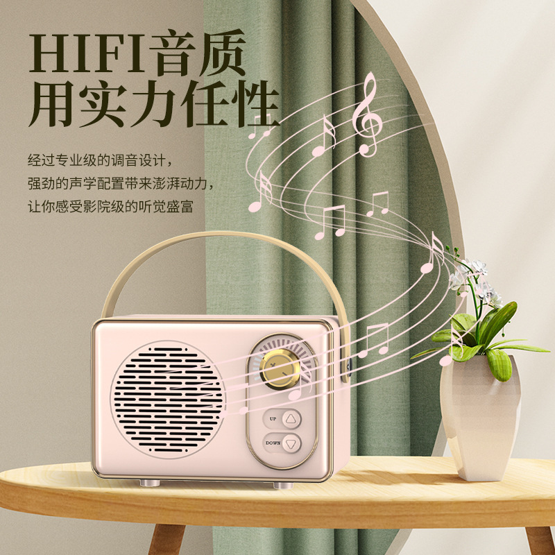 クリエイティブなレトロBluetoothスピーカー、ギフト、ラジオ、ポータブル、携帯電話用サブウーファー、スピーカー、ハンドヘルド、越境で人気販売中|undefined