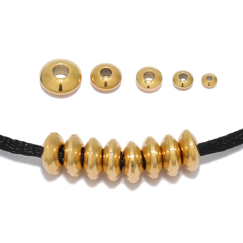 18K gold color plating stainless steel Abacus spacer DIY handmade jewelry with beads flying saucer spacer loose beads cross border