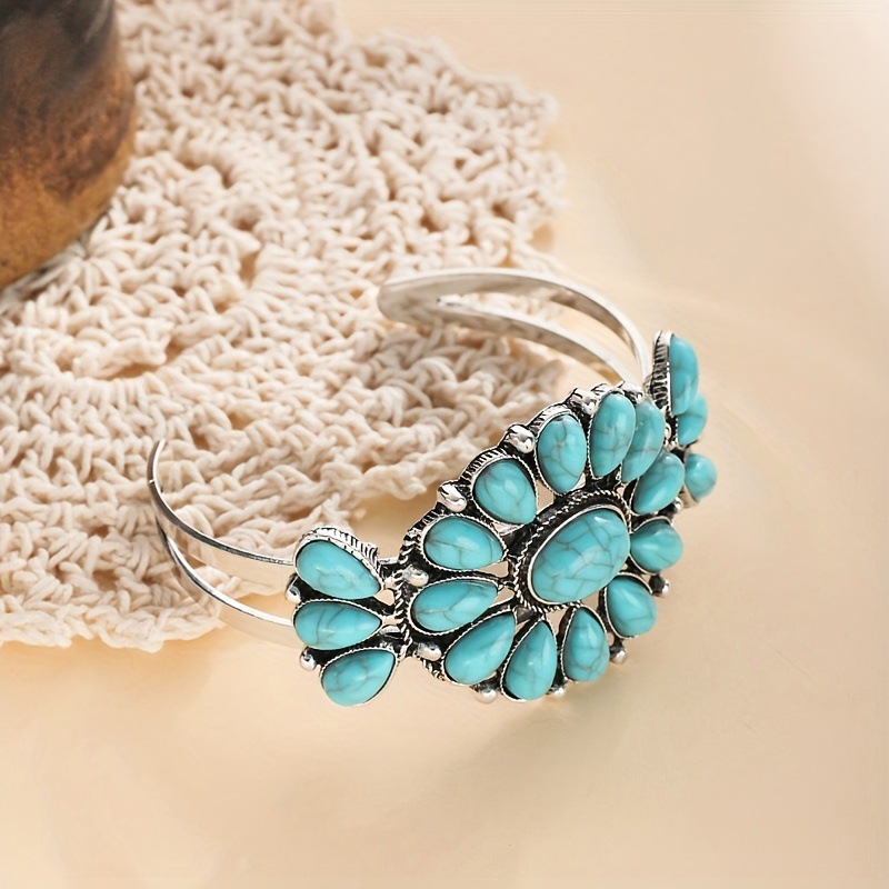 All Seasons Season Vintage Style Ethnic Style Classic Style Geometric Turquoise Alloy Bangles Wholesale