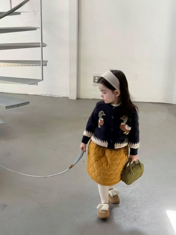 女童毛衣2025秋冬新款小童韩版洋气针织衫女宝宝夹棉裙子两件套|undefined