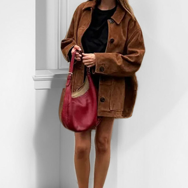 Autumn solid retro elegant jacket