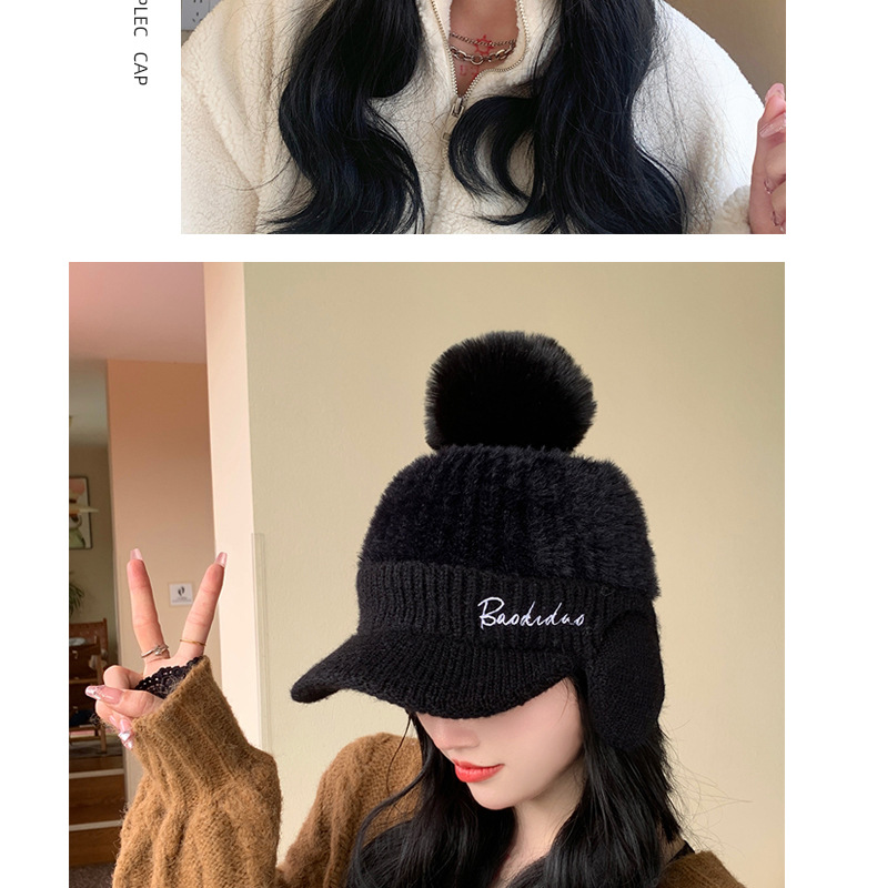 New Autumn Winter Versatile Korean Style Warm Ear Protection Knitted Wool Hat With Thickened Fleece Lining_voghion.com
