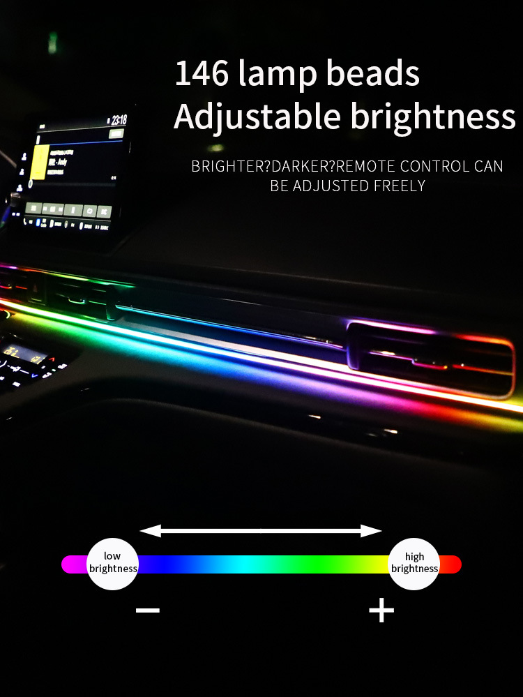 Car central control atmosphere lamp magic color modified LED acrylic atmosphere lamp USB installation-free running water decorative lamp